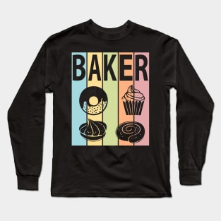 BAKER PASTEL COLORS DESSERTS PASTRY CHEF BAKING LOVER TRENDY Long Sleeve T-Shirt